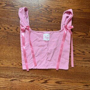 NEW Le Lis Tote Bag Gingham Pink with Bows